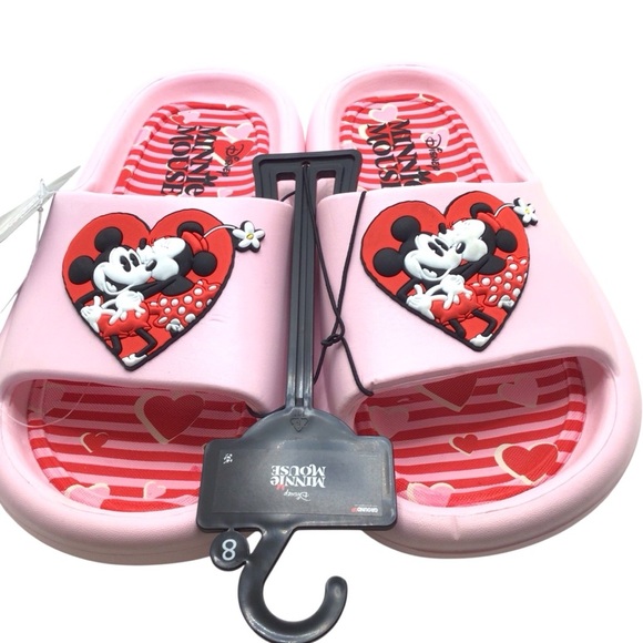 Ground Up Mickey & Minnie in Love Women's Cloud Comfort Flip Flop Slides Size 8 - Picture 4 of 7